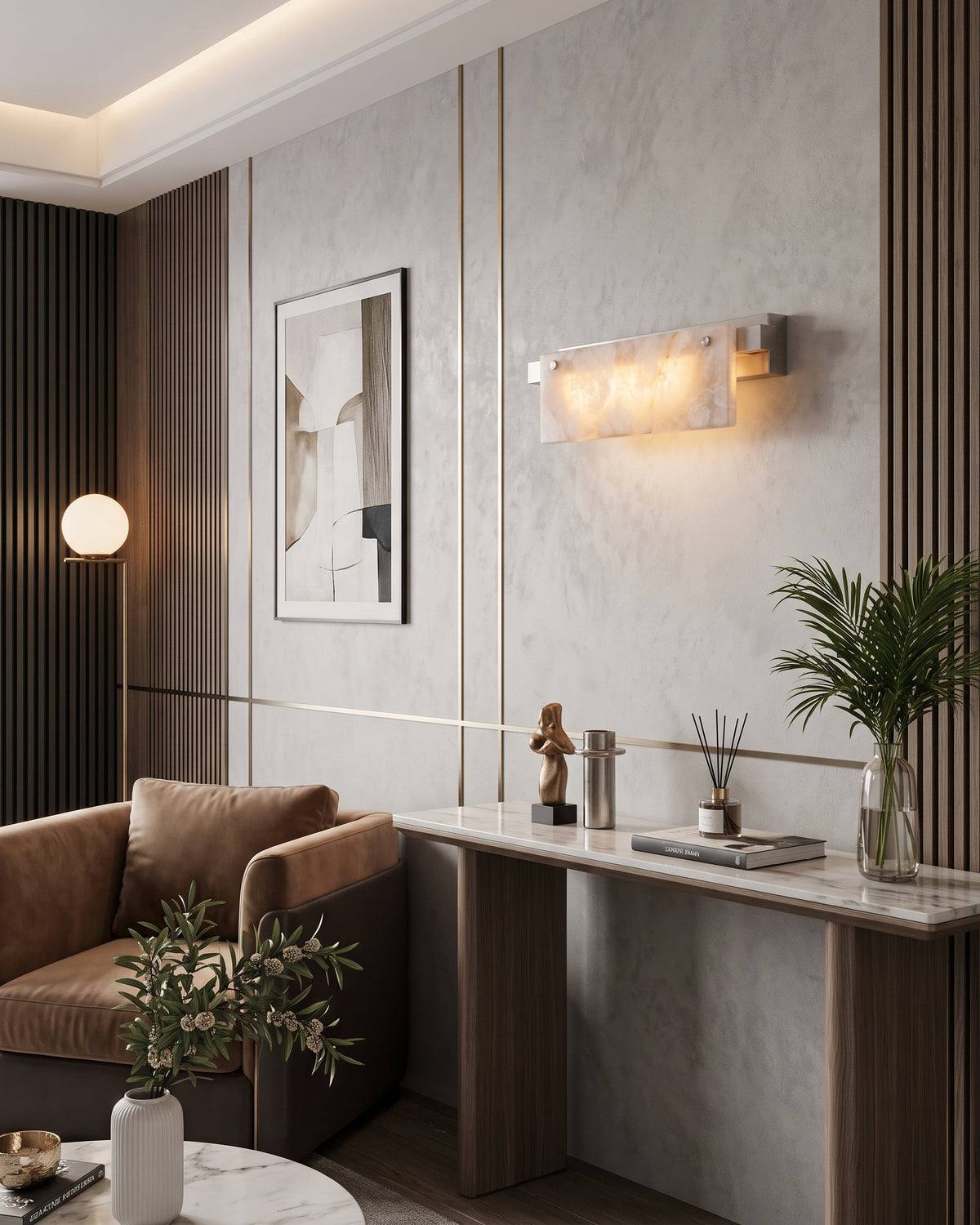 Finbar Linear Wall Sconce lit glow