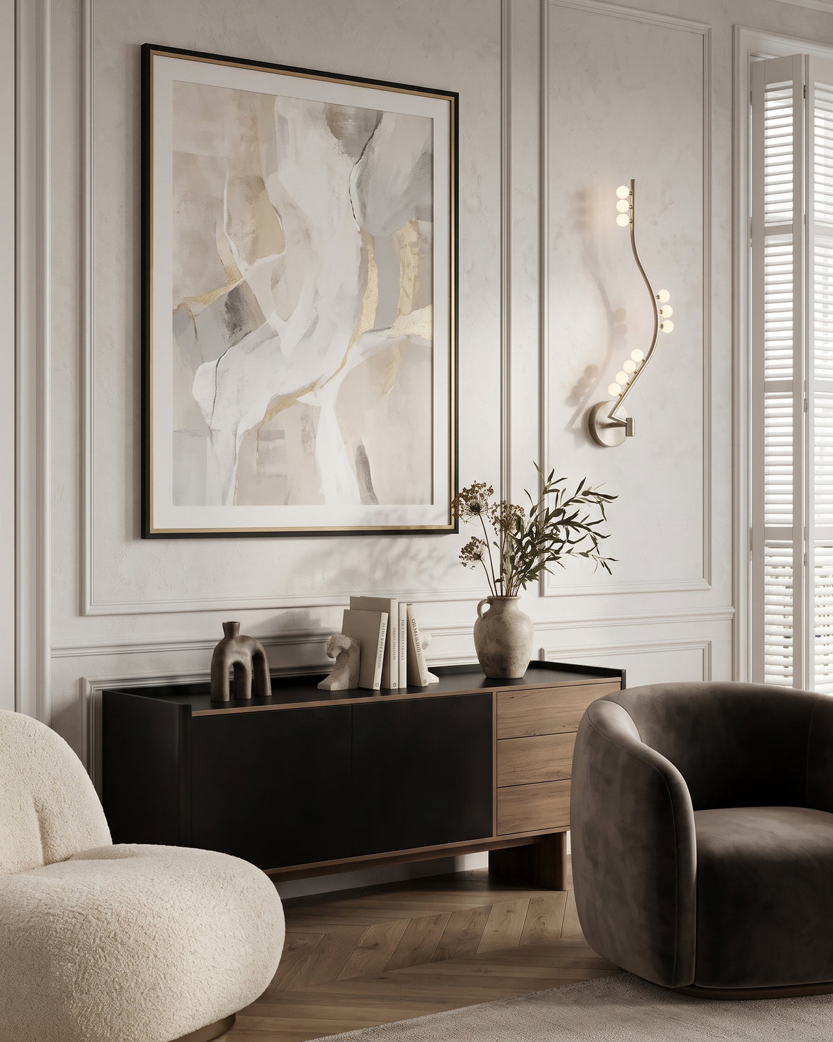 Kenelm Curved Globe Wall Sconce curving stem detail