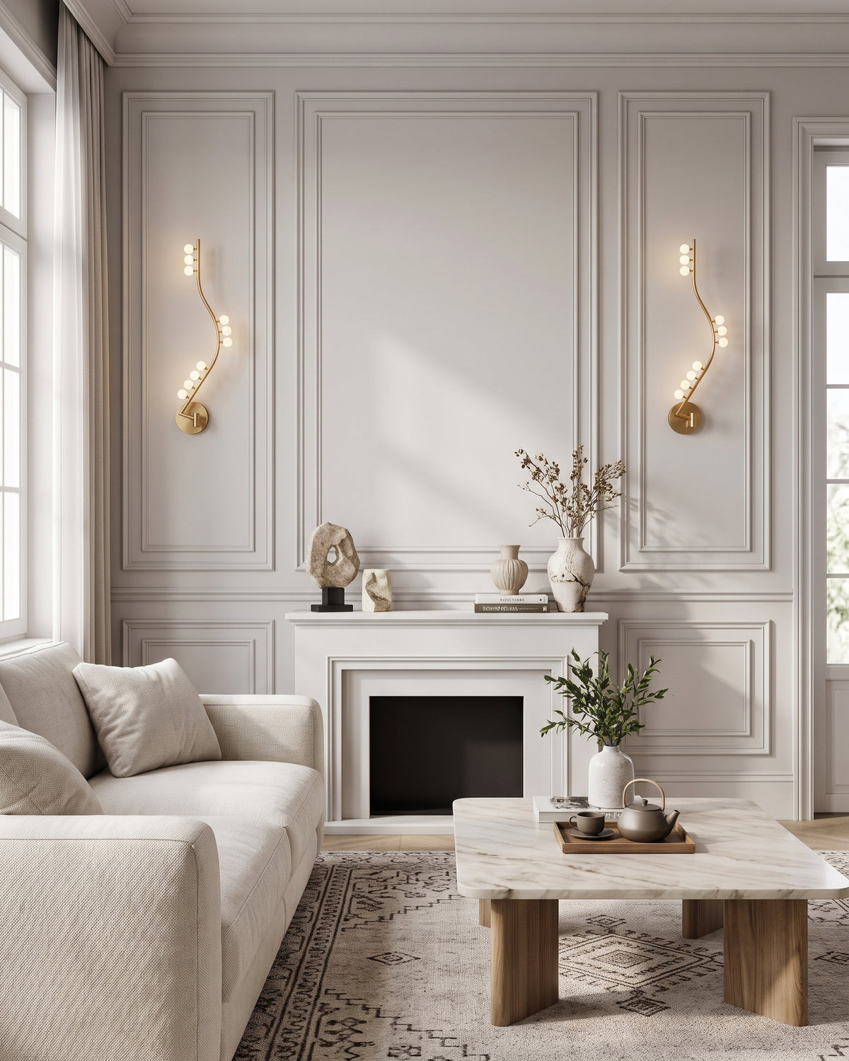 Kenelm Curved Globe Wall Sconce opal glass globes