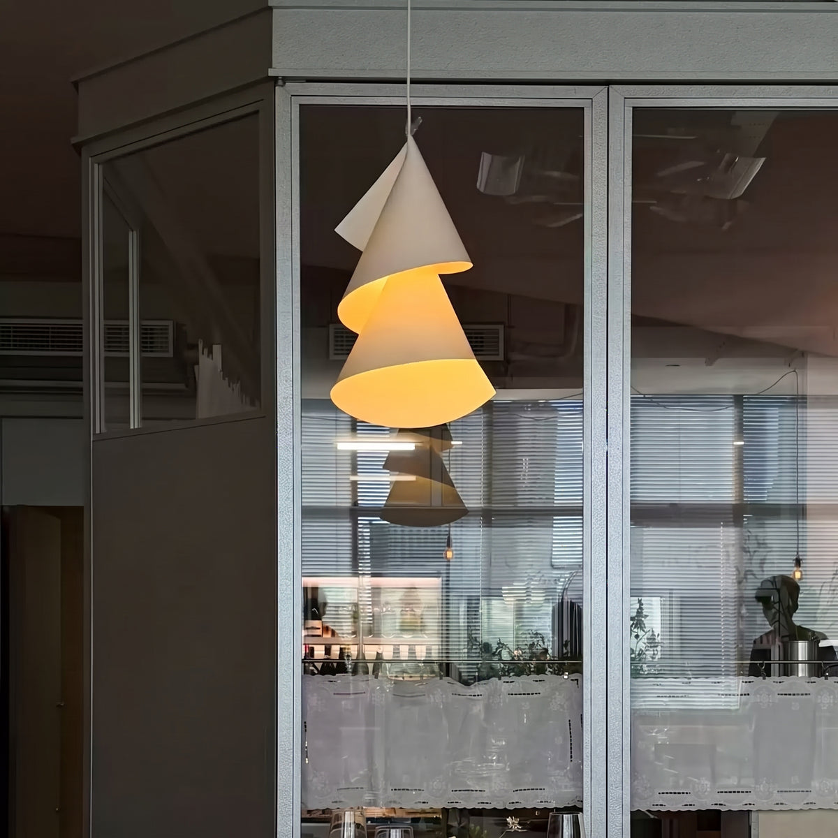 Talbot Geometric Paper Pendant Light in a room setting